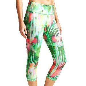 Athleta Neon Green Digital Print Performance Cropped Leggings